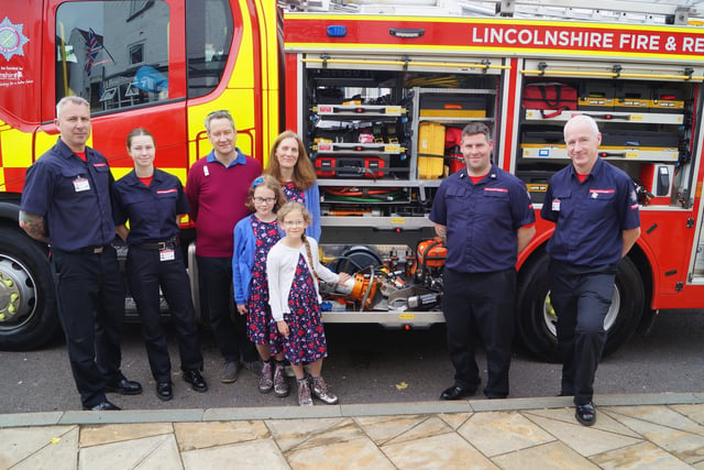 The Freeman Family with members of Caistor's dedicated fire and rescue crew