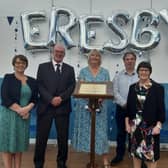 Headteacher Michele Holiday (centre) with VIP guests at the official opening of the new block at The Eresby School, Spilsby.