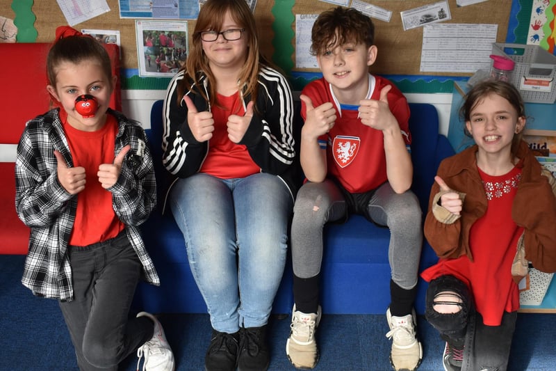 Red tops for Red Nose Day 2024 at Gosberton Academy.