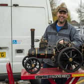 Mark Martin from Beverley with Betsy Rose his 2-inch scale traction engine. Photo: HOLLY PARKINSON