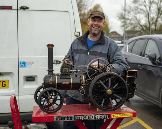 Mark Martin from Beverley with Betsy Rose his 2-inch scale traction engine. Photo: HOLLY PARKINSON