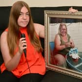 Charlotte Capindale with a photo of her auntie Donna.