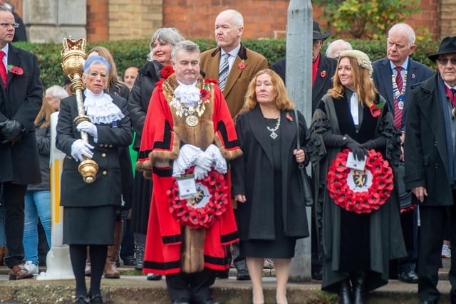 Mayor's Serjeant Sandra Dykes, Mayor and Mayoress Jeremy and Bridget Baskett and Town Clerk Lynda Phillips.