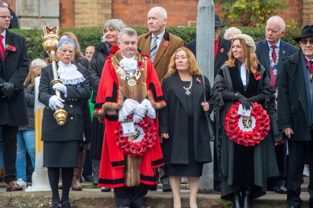 Mayor's Serjeant Sandra Dykes, Mayor and Mayoress Jeremy and Bridget Baskett and Town Clerk Lynda Phillips.