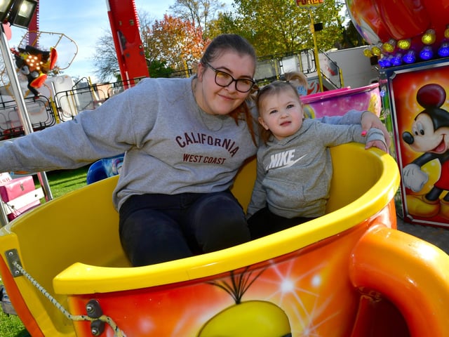Enjoying a fairground ride are Lauren Limb with her daughter Cara Limb, of Boston.