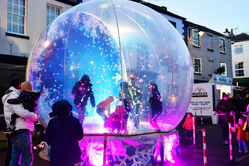 The snow dome was a popular attraction for the children.
