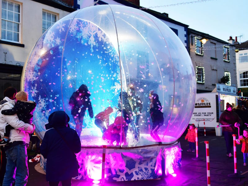 The snow dome was a popular attraction for the children.