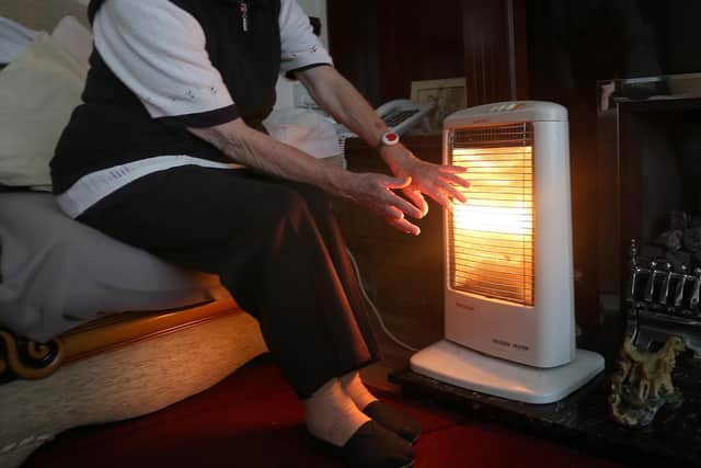 A generic stock photo of an elderly lady with her electric fire on at home in Liverpool.
