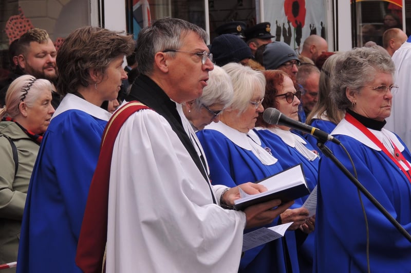 Rev Philip Johnson of St Denys' Church leads the prayers.