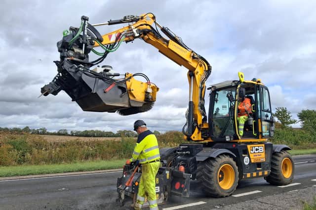 The JCB Pothole Pro being tested near Wragby Credit: LDRS