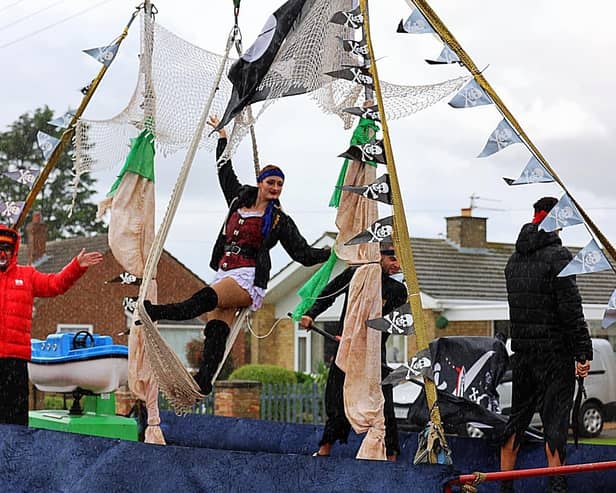 Weahering the storm at Chapel St Leonards carnival.