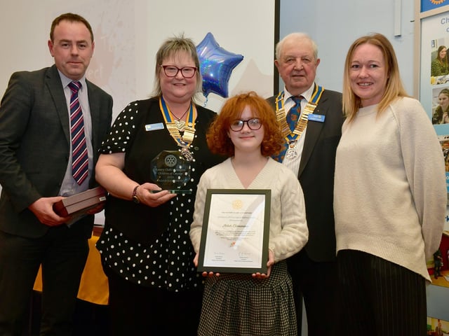 Ada Cleminson of Chestnut Street School, with L-R Daniel Doud, Paula Ireland, Graham Reams, Sam Wright