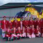 St Hugh school children at the Lincs & Notts Air Ambulance HQ.