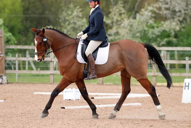 Teri England with Harlow Carr following her return to riding