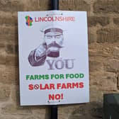 A campaign sign in Scopwick protesting against solar farms in Lincolnshire. Credit: LDRS