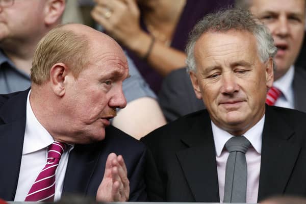 Rick Parry, right, has outlined what the next 12 months could look like for the EFL. (Photo: PAUL ELLIS/AFP via Getty Images)