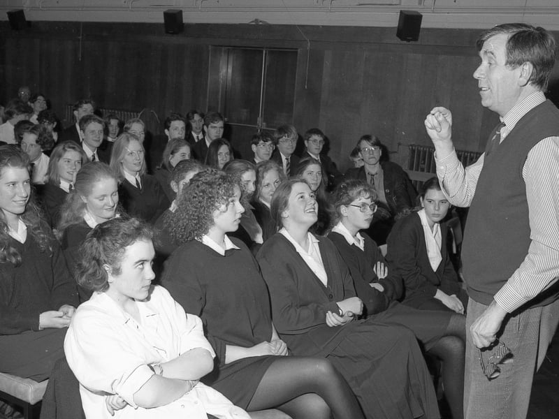 Dr Peter Jones, of Newcastle University, giving a lecture on Emperor Nero called Murder by Mayhem at Boston High School. The lecture formed part of a day of activities at the school that involved more than 100 GCSE Latin pupils from 10 schools.