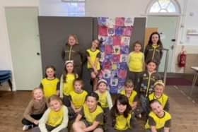 The Brownies with their Jubilee wall hanging.
