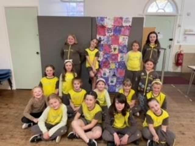 The Brownies with their Jubilee wall hanging.