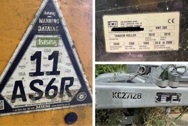 Examples of identification plates or tags.