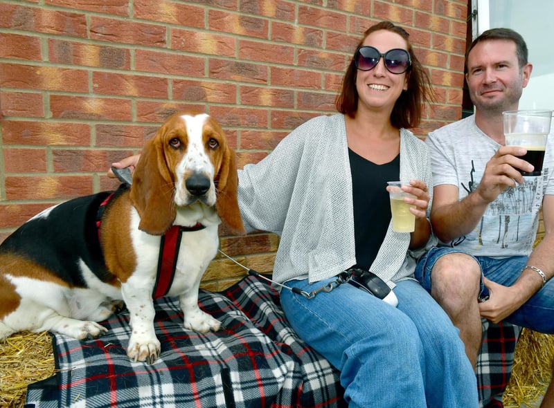 Linzi Barwell and Simon Thompson of Pickwell with dog Charley