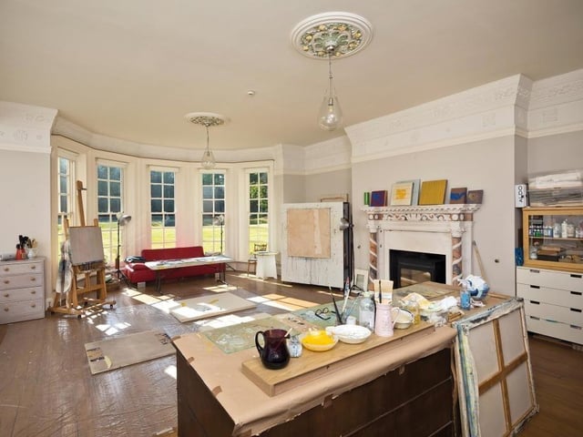 The drawing room (currently being used as an artists' studio).