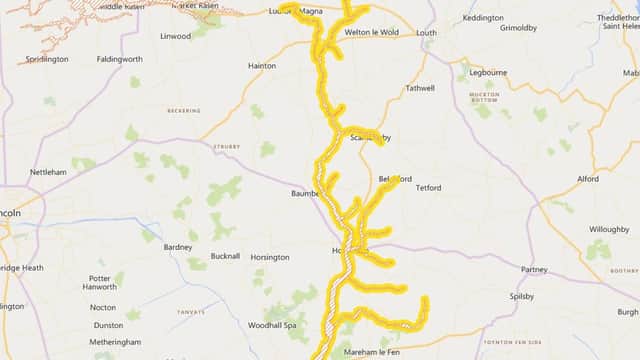 The flood warning for the Bain catchment via the Environment Agency.