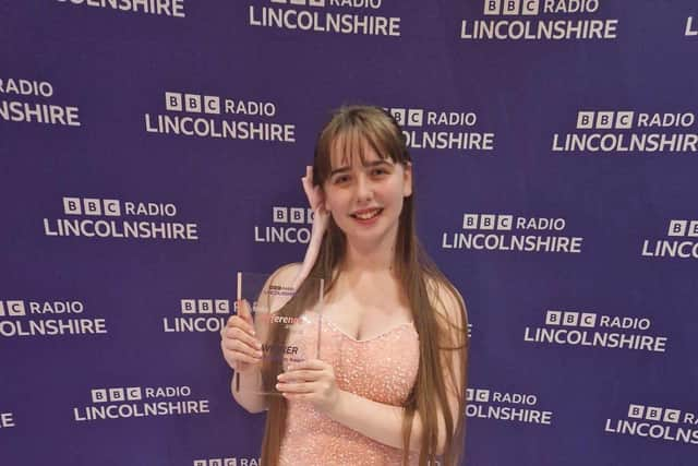 Summer receiving her BBC Make a Difference Fundraiser Award.