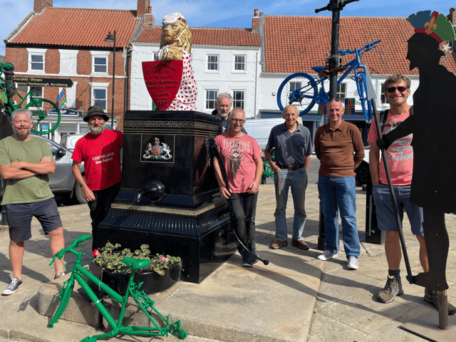 Volunteers in Caistor decorating the town for race day. Volunteers Jim Togher, Lee Martin, Duncan Cole, Peter Dixon, Alan Somerscales, James Bemrose, Neil Bennett, Andy Dukes, Gordon Rogers, Rob Turner and Stuart Martin and Paul Kirkby. Photo: WLDC