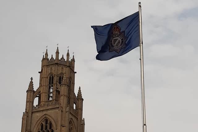 The Lincolnshire Police flag outside Boston Police Station.