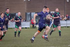 Centre Sean Bishop scored four tries to set a new season's try scoring record. Pic David Dales.