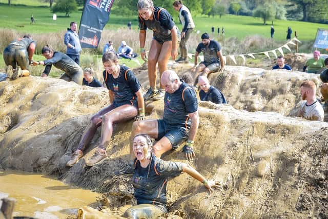 The team in action during the Tough Mudder 5K.