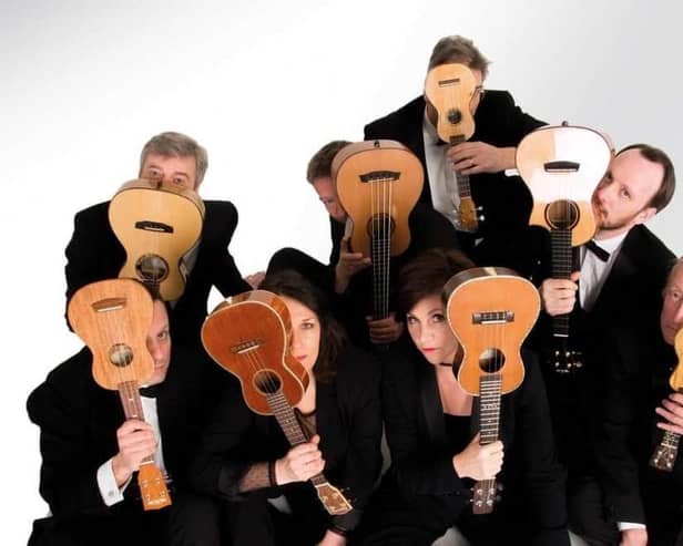 The George Hinchcliffe ukulele orchestra of Great Britain were helped to appear at the Embassy in Skegness.