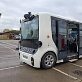 A driveless bus from company Omhio at the Lincolnshire Exhibition