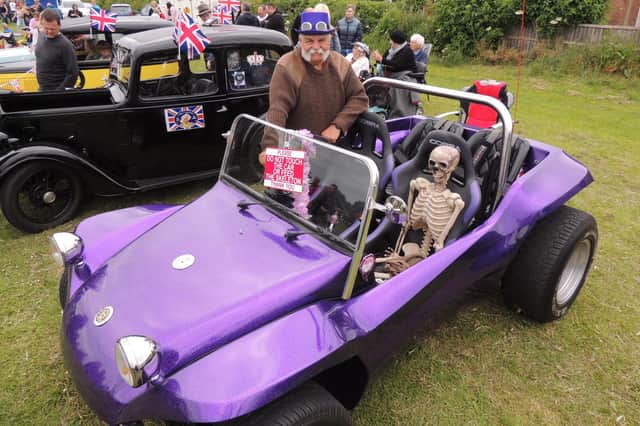 Robert Hartland of Elsham with his spooky beach buggy in the car show at Metheringham jubilee carnival.