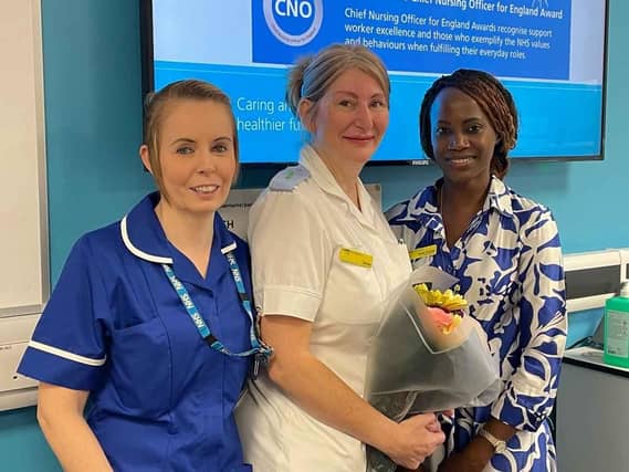 Victoria Bell, Deputy Sister; Carole Jackson, Cancer Care Co-ordinator and Nerea Odongo, Group Chief Nurse