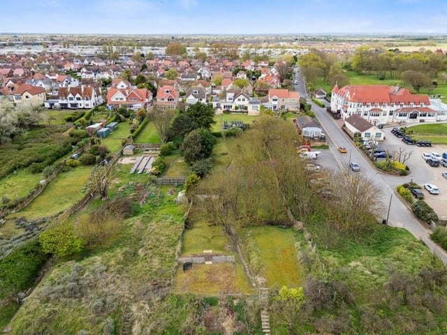 An aerial view of the rear of the home.