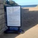 The 'Inflatables can be lethal' warning outside the Cloud Bar at Anderby Creek.