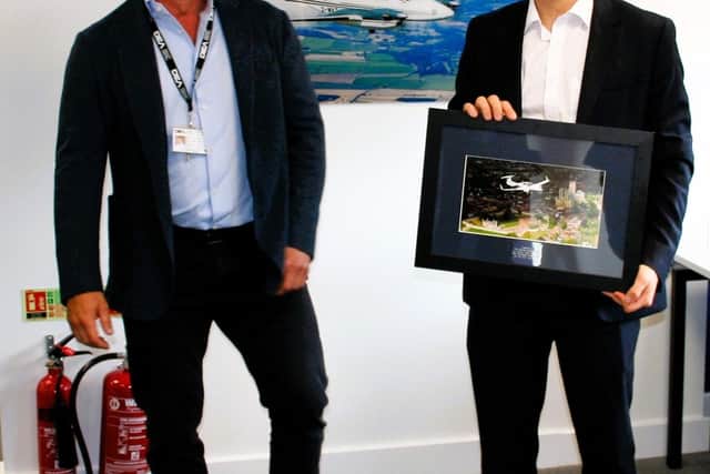 Gerald Cooper (Left) with MP Hamish Falconer