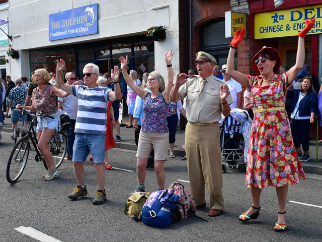 Crowds getting into the swing of things at Vintage of Sea at Sutton-on-Sea.