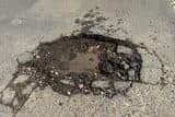 A pothole on the road leading up to the main seafront carpark.