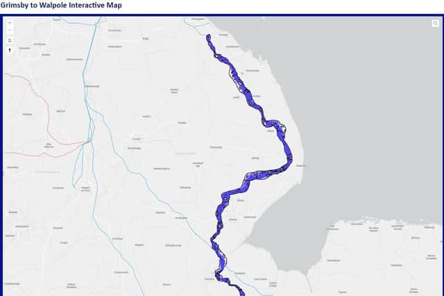 Interactive map showing the preferred route corridor of National Grid's proposed powerline between Grimsby West and Walpole. Credit: National Grid. Permission for LDR partners to use. [Supplied to LDR by National Grid]