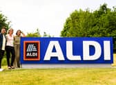Presenter Anita Rani with Chris Bavin and Aldi managing director of buying Julie Ashfield during filming at Aldi's HQ
