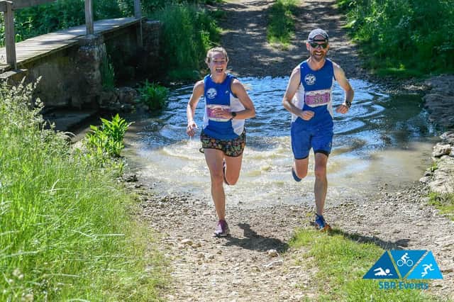 Pictured is Carla Wragg & Craig Ward at the Grimsthorpe Gallop Half Marathon, photo credit Mick Hall.