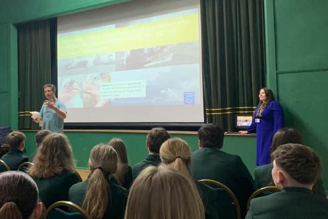 The Coastline Runner Luke Douglas-Home giving a presentation to Skegness Grammar School.