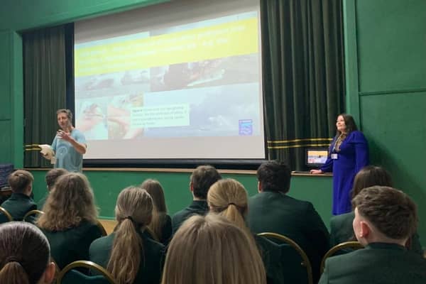 The Coastline Runner Luke Douglas-Home giving a presentation to Skegness Grammar School.