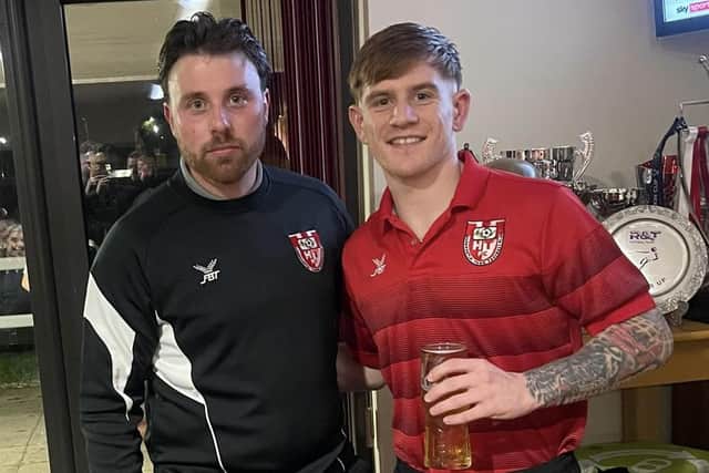 Joint-boss Will Rawdon (left), pictured with Saturday's man of the match Jamie Behan, felt Horncastle deserved more.