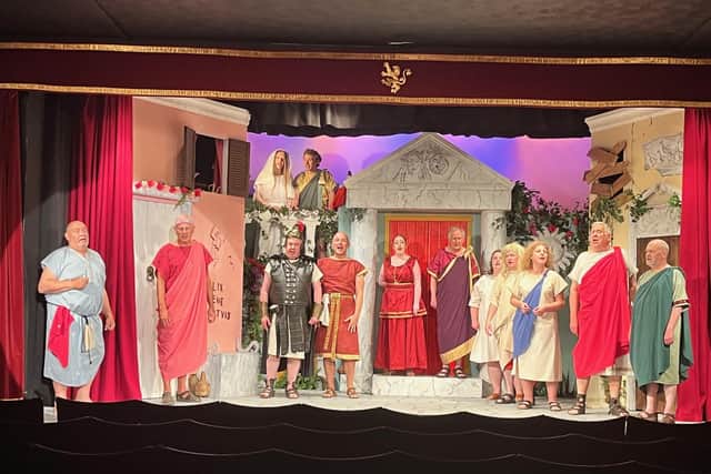 The cast of A Funny Thing Happened on the Way to the Forum.
