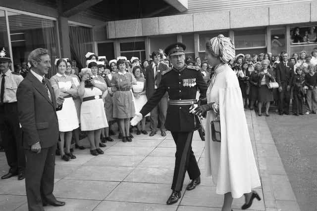 Sir Sydney, pictured (left) outside Pilgrim Hospital, was introduced to the Princess by Captain Henry Nevile, the then Lord Lieutenant of Lincolnshire.