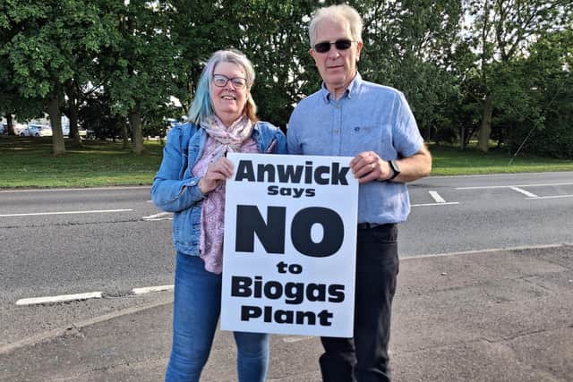 Elaine Coulson and Coun Mervyn Head, who are leading the campaign against a proposed biogas plant on Horncastle Road, Anwick. Credit: LDRS